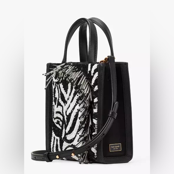 Kate Spade Manhattan Zebra Embellished Mini Tote or Crossbody - Picture 2 of 16